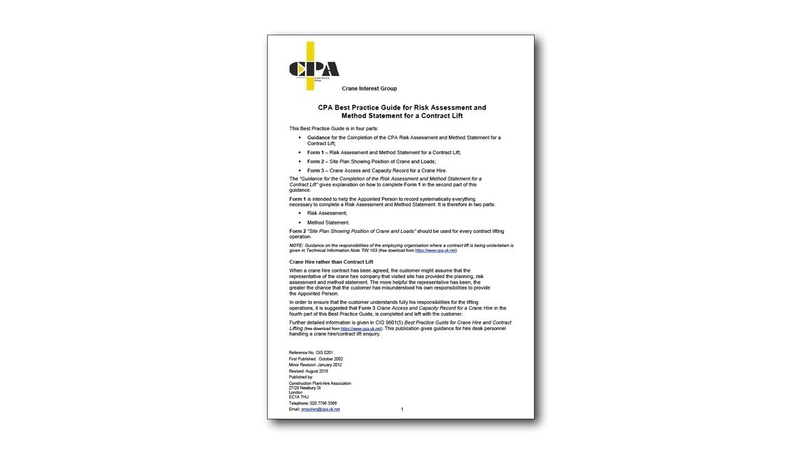 Mobile and Crawler Crane Guidance | Construction Plant-hire Association